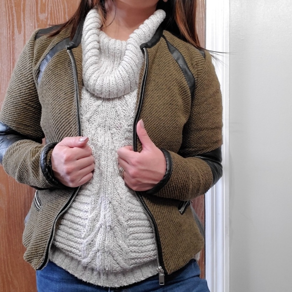 H&M Faux Leather Tweed Jacket